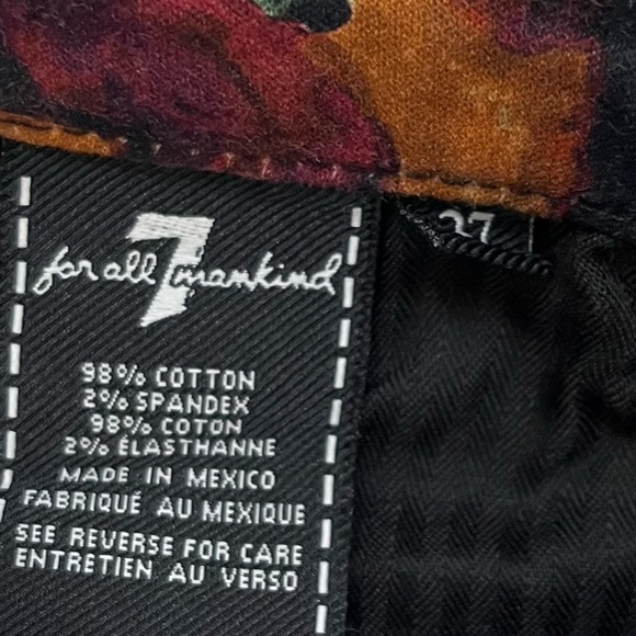 7 For All Mankind • Floral Red Black Skinny Pants - Picture 6 of 11
